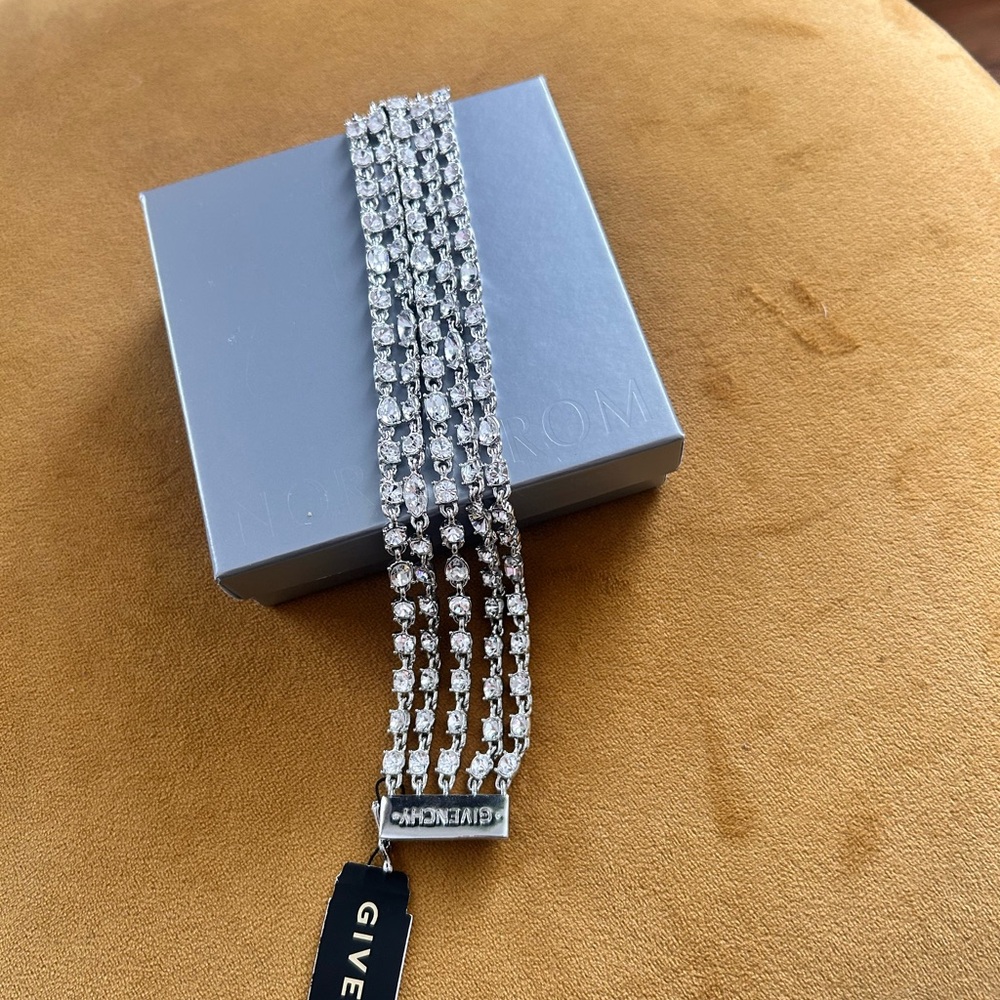 New With Tags Givenchy Silver Crystal Embellished Bracelet